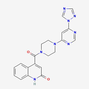 molecular formula C20H18N8O2 B2392463 (4-(6-(1H-1,2,4-三唑-1-基)嘧啶-4-基)哌嗪-1-基)(2-羟基喹啉-4-基)甲酮 CAS No. 1788678-62-5