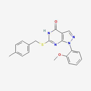 molecular formula C20H18N4O2S B2392465 1-(2-methoxyphenyl)-6-((4-methylbenzyl)thio)-1H-pyrazolo[3,4-d]pyrimidin-4(5H)-one CAS No. 1005307-44-7