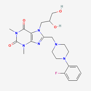 molecular formula C21H27FN6O4 B2392472 7-(2,3-二羟基丙基)-8-[[4-(2-氟苯基)哌嗪-1-基]甲基]-1,3-二甲基嘌呤-2,6-二酮 CAS No. 893945-05-6