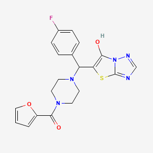 molecular formula C20H18FN5O3S B2392475 (4-((4-Fluorophenyl)(6-hydroxythiazolo[3,2-b][1,2,4]triazol-5-yl)methyl)piperazin-1-yl)(furan-2-yl)methanone CAS No. 868220-30-8