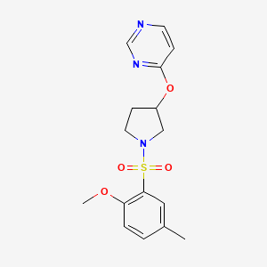 4-((1-((2-Methoxy-5-methylphenyl)sulfonyl)pyrrolidin-3-yl)oxy)pyrimidine