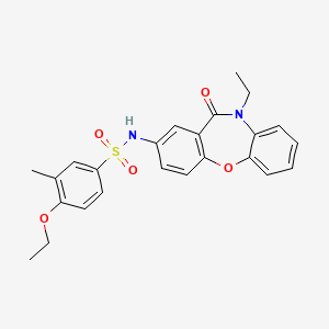 molecular formula C24H24N2O5S B2392484 4-ethoxy-N-(10-ethyl-11-oxo-10,11-dihydrodibenzo[b,f][1,4]oxazepin-2-yl)-3-methylbenzenesulfonamide CAS No. 922062-36-0