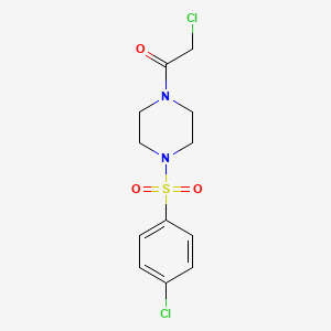 molecular formula C12H14Cl2N2O3S B2392494 1-(Chloroacetyl)-4-[(4-chlorophenyl)sulfonyl]piperazine CAS No. 731011-99-7