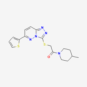 molecular formula C17H19N5OS2 B2392495 1-(4-甲基哌啶-1-基)-2-[(6-噻吩-2-基-[1,2,4]三唑并[4,3-b]哒嗪-3-基)硫代]乙酮 CAS No. 894050-46-5