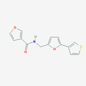 molecular formula C14H11NO3S B2392502 N-((5-(thiophen-3-yl)furan-2-yl)methyl)furan-3-carboxamide CAS No. 2034595-43-0