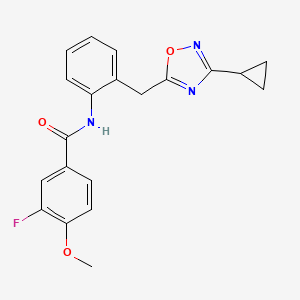 N-(2-((3-cyclopropyl-1,2,4-oxadiazol-5-yl)methyl)phenyl)-3-fluoro-4-methoxybenzamide