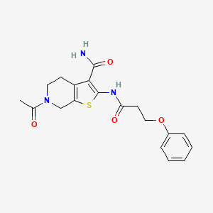 molecular formula C19H21N3O4S B2392516 6-acetyl-2-(3-phenoxypropanoylamino)-5,7-dihydro-4H-thieno[2,3-c]pyridine-3-carboxamide CAS No. 864927-76-4