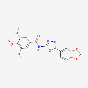 molecular formula C19H17N3O7 B2392534 N-(5-(苯并[d][1,3]二氧杂环-5-基)-1,3,4-恶二唑-2-基)-3,4,5-三甲氧基苯甲酰胺 CAS No. 922118-26-1
