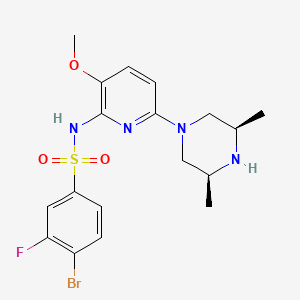 molecular formula C18H22BrFN4O3S B2392535 4-Bromo-N-[6-[cis-3,5-dimethyl-1-piperazinyl]-3-(methyloxy)-2-pyridinyl]-3-fluorobenzenesulfonamide CAS No. 952289-03-1