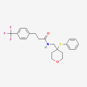 molecular formula C22H24F3NO2S B2392539 N-((4-(phenylthio)tetrahydro-2H-pyran-4-yl)methyl)-3-(4-(trifluoromethyl)phenyl)propanamide CAS No. 1797223-81-4