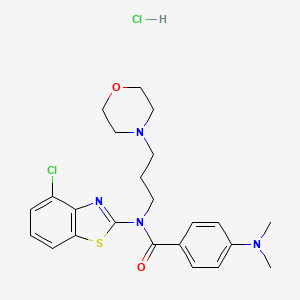molecular formula C23H28Cl2N4O2S B2392543 N-(4-chlorobenzo[d]thiazol-2-yl)-4-(dimethylamino)-N-(3-morpholinopropyl)benzamide hydrochloride CAS No. 1215404-15-1