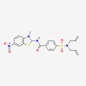 molecular formula C21H22N4O5S2 B2392550 4-(N,N-diallylsulfamoyl)-N-(3-methyl-6-nitro-2,3-dihydrobenzo[d]thiazol-2-yl)benzamide CAS No. 393838-11-4