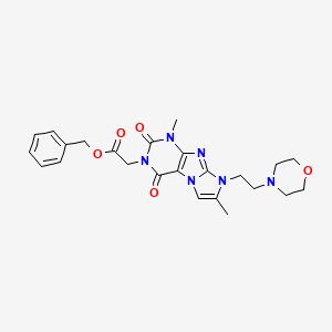 molecular formula C24H28N6O5 B2392555 benzyl 2-(1,7-dimethyl-8-(2-morpholinoethyl)-2,4-dioxo-1H-imidazo[2,1-f]purin-3(2H,4H,8H)-yl)acetate CAS No. 938841-10-2