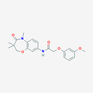 molecular formula C21H24N2O5 B2392557 2-(3-methoxyphenoxy)-N-(3,3,5-trimethyl-4-oxo-2,3,4,5-tetrahydrobenzo[b][1,4]oxazepin-8-yl)acetamide CAS No. 921519-08-6