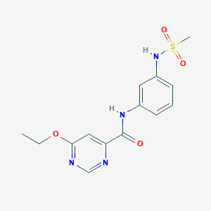 molecular formula C14H16N4O4S B2392561 6-ethoxy-N-(3-(methylsulfonamido)phenyl)pyrimidine-4-carboxamide CAS No. 2034580-17-9