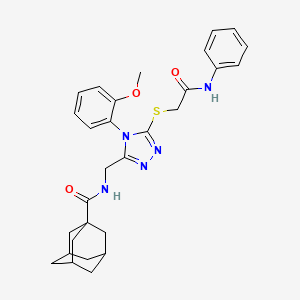 molecular formula C29H33N5O3S B2392565 N-[[5-(2-anilino-2-oxoethyl)sulfanyl-4-(2-methoxyphenyl)-1,2,4-triazol-3-yl]methyl]adamantane-1-carboxamide CAS No. 476440-23-0