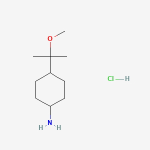 molecular formula C10H22ClNO B2392567 trans-4-(1-Methoxy-1-methyl-ethyl)cyclohexanamine;hydrochloride CAS No. 2387568-55-8