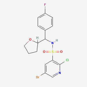 molecular formula C16H15BrClFN2O3S B2392569 5-bromo-2-chloro-N-[(4-fluorophenyl)(oxolan-2-yl)methyl]pyridine-3-sulfonamide CAS No. 1356762-52-1