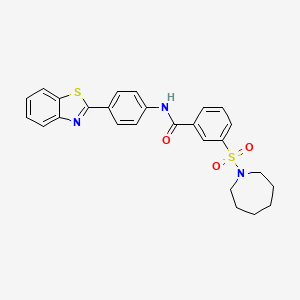 molecular formula C26H25N3O3S2 B2392570 3-(azepan-1-ylsulfonyl)-N-[4-(1,3-benzothiazol-2-yl)phenyl]benzamide CAS No. 940999-93-9