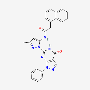 B2392576 N-(3-methyl-1-(4-oxo-1-phenyl-4,5-dihydro-1H-pyrazolo[3,4-d]pyrimidin-6-yl)-1H-pyrazol-5-yl)-2-(naphthalen-1-yl)acetamide CAS No. 1019098-05-5