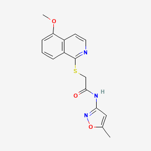 molecular formula C16H15N3O3S B2392590 2-((5-甲氧基异喹啉-1-基)硫基)-N-(5-甲基异噁唑-3-基)乙酰胺 CAS No. 1203034-48-3