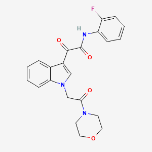 molecular formula C22H20FN3O4 B2392592 N-(2-fluorophenyl)-2-(1-(2-morpholino-2-oxoethyl)-1H-indol-3-yl)-2-oxoacetamide CAS No. 872857-19-7