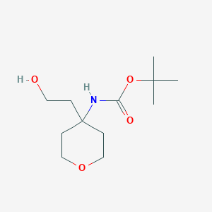 molecular formula C12H23NO4 B2392602 [4-(2-hydroxyethyl)tetrahydro-2H-pyran-4-yl]carbamic acid tert-butyl ester CAS No. 1351570-12-1