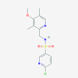 molecular formula C14H16ClN3O3S B2392608 6-chloro-N-[(4-methoxy-3,5-dimethylpyridin-2-yl)methyl]pyridine-3-sulfonamide CAS No. 1333777-18-6