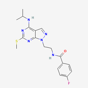 4-fluoro-N-(2-(4-(isopropylamino)-6-(methylthio)-1H-pyrazolo[3,4-d]pyrimidin-1-yl)ethyl)benzamide