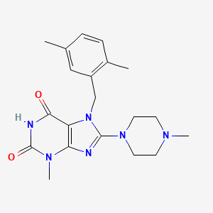 molecular formula C20H26N6O2 B2392610 7-[(2,5-Dimethylphenyl)methyl]-3-methyl-8-(4-methylpiperazin-1-yl)purine-2,6-dione CAS No. 878431-03-9