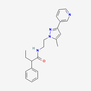 molecular formula C21H24N4O B2392629 N-(2-(5-methyl-3-(pyridin-3-yl)-1H-pyrazol-1-yl)ethyl)-2-phenylbutanamide CAS No. 2034510-13-7