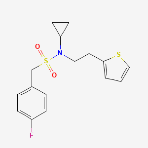 molecular formula C16H18FNO2S2 B2392630 N-环丙基-1-(4-氟苯基)-N-(2-(噻吩-2-基)乙基)甲磺酰胺 CAS No. 1396883-54-7