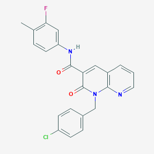 molecular formula C23H17ClFN3O2 B2392634 1-(4-chlorobenzyl)-N-(3-fluoro-4-methylphenyl)-2-oxo-1,2-dihydro-1,8-naphthyridine-3-carboxamide CAS No. 1005291-67-7