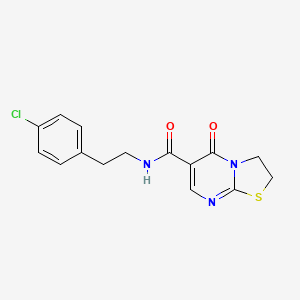 molecular formula C15H14ClN3O2S B2392642 N-[2-(4-chlorophenyl)ethyl]-5-oxo-2,3-dihydro-[1,3]thiazolo[3,2-a]pyrimidine-6-carboxamide CAS No. 497072-36-3