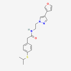 molecular formula C20H23N3O2S B2392644 N-(2-(4-(呋喃-3-基)-1H-吡唑-1-基)乙基)-2-(4-(异丙硫基)苯基)乙酰胺 CAS No. 2034288-43-0