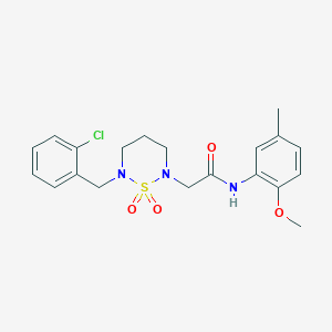 molecular formula C20H24ClN3O4S B2392660 2-(6-(2-chlorobenzyl)-1,1-dioxido-1,2,6-thiadiazinan-2-yl)-N-(2-methoxy-5-methylphenyl)acetamide CAS No. 946369-98-8