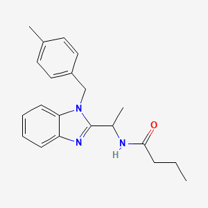 molecular formula C21H25N3O B2392669 N-{1-[1-(4-methylbenzyl)-1H-benzimidazol-2-yl]ethyl}butanamide CAS No. 872347-66-5