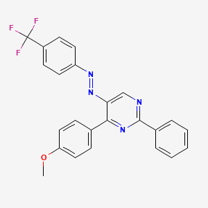 molecular formula C24H17F3N4O B2392671 Methyl 4-(2-phenyl-5-{2-[4-(trifluoromethyl)phenyl]diazenyl}-4-pyrimidinyl)phenyl ether CAS No. 338414-28-1