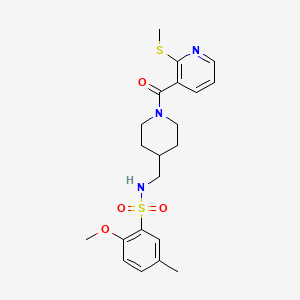 2-methoxy-5-methyl-N-((1-(2-(methylthio)nicotinoyl)piperidin-4-yl)methyl)benzenesulfonamide
