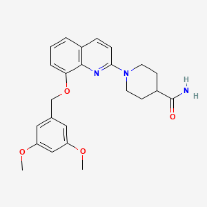 molecular formula C24H27N3O4 B2392689 1-(8-((3,5-Dimethoxybenzyl)oxy)quinolin-2-yl)piperidine-4-carboxamide CAS No. 921554-72-5