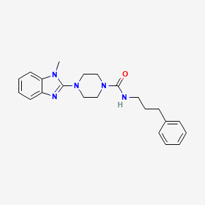 molecular formula C22H27N5O B2392697 4-(1-甲基-1H-苯并[d]咪唑-2-基)-N-(3-苯基丙基)哌嗪-1-甲酰胺 CAS No. 1235121-78-4