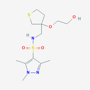 N-((3-(2-hydroxyethoxy)tetrahydrothiophen-3-yl)methyl)-1,3,5-trimethyl-1H-pyrazole-4-sulfonamide