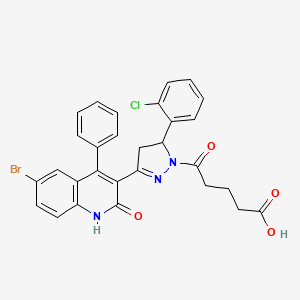 molecular formula C29H23BrClN3O4 B2392711 5-(3-(6-bromo-2-oxo-4-phenyl-1,2-dihydroquinolin-3-yl)-5-(2-chlorophenyl)-4,5-dihydro-1H-pyrazol-1-yl)-5-oxopentanoic acid CAS No. 394239-91-9