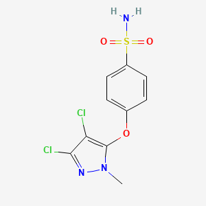 molecular formula C10H9Cl2N3O3S B2392724 4-(4,5-Dichloro-2-methylpyrazol-3-yl)oxybenzenesulfonamide CAS No. 318284-21-8