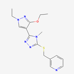 3-(((5-(3-ethoxy-1-ethyl-1H-pyrazol-4-yl)-4-methyl-4H-1,2,4-triazol-3-yl)thio)methyl)pyridine