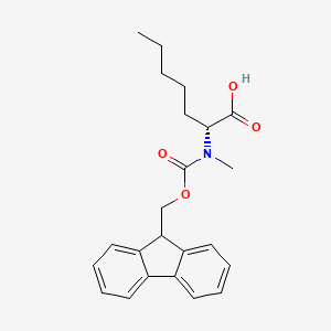 molecular formula C23H27NO4 B2392736 (R)-2-((((9H-fluoren-9-yl)methoxy)carbonyl)(methyl)amino)heptanoic acid CAS No. 2389078-52-6