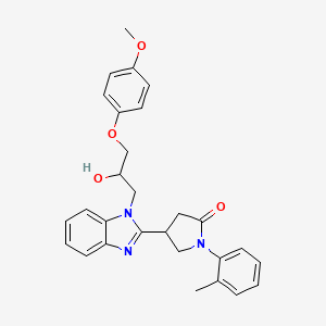 molecular formula C28H29N3O4 B2392741 4-(1-(2-羟基-3-(4-甲氧基苯氧基)丙基)-1H-苯并[d]咪唑-2-基)-1-(邻甲苯基)吡咯烷-2-酮 CAS No. 1147185-77-0