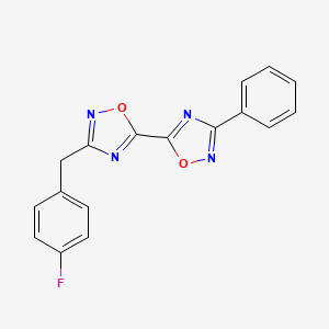 molecular formula C17H11FN4O2 B2392747 3-(4-Fluorobenzyl)-3'-phenyl-5,5'-bi-1,2,4-oxadiazole CAS No. 1775375-56-8