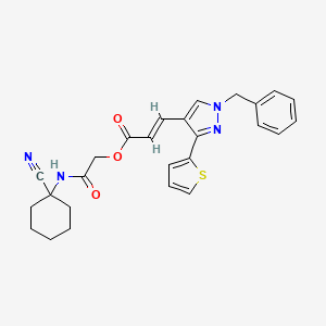[2-[(1-cyanocyclohexyl)amino]-2-oxoethyl] (E)-3-(1-benzyl-3-thiophen-2-ylpyrazol-4-yl)prop-2-enoate