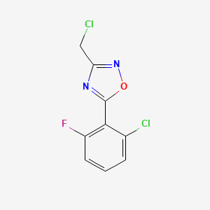 molecular formula C9H5Cl2FN2O B2392756 5-(2-Chloro-6-fluorophenyl)-3-(chloromethyl)-1,2,4-oxadiazole CAS No. 926206-64-6